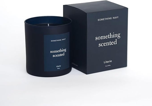 NYC Inspired Scented Candle: Something Scented (Something Navy) - Magnolia & Sandalwood Scent, 9oz, 50 Hour Burn, Vegan Soy & Coconut Blend Candle for Home Decor, Gift for Women & Men