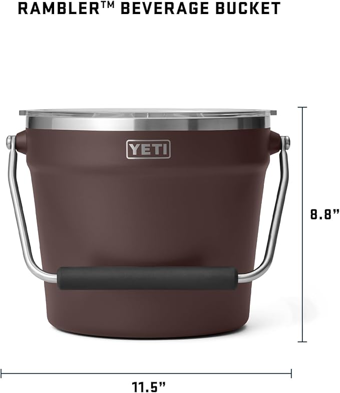 YETI Rambler Beverage Bucket, Double-Wall Vacuum Insulated Ice Bucket with Lid, Wetlands Brown