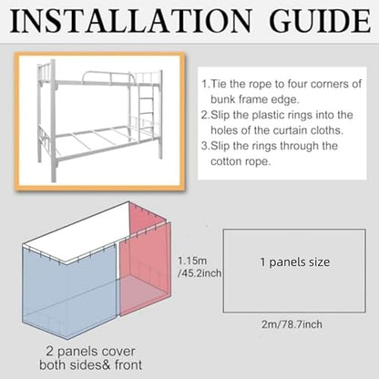 Dorm Bottom Bunk Bed Curtains Privacy Curtains 350g Dustproof Breathable Single Bed Blackout Curtains Panels Privacy Underbed Loft Bed Canopy Tent Curtain Shading Drapes for Dorm College Home 2 panels