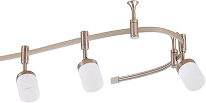 Catalina Lighting 96" 6-Light Integrated LED Flex Track Spotlight Ceiling Light, Brushed Nickel, for Kitchen, Living Room, Home Lighting