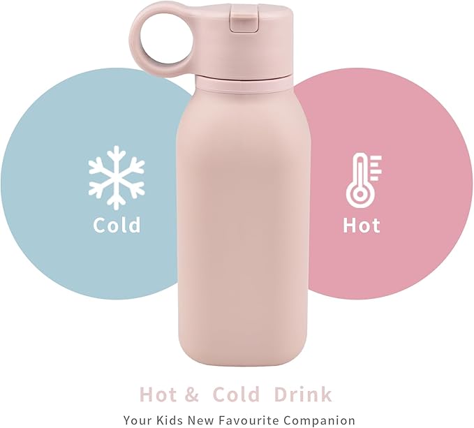 15oz/450ml Water Bottle, Silicone Travel Water Cup Leak-Proof/BPA Free Lightweight Sports Fitness Essential with Straw for Home Gym Work/Running/Camping/Hiking, Easy Carrying, Rose Pink