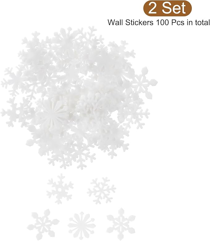 uxcell 100pcs Glow in The Dark Snowflake Fluorescent Plastic Wall Stickers Adhesive Murals Decals for Home Art Ceiling Bedroom Wall Decorations, White