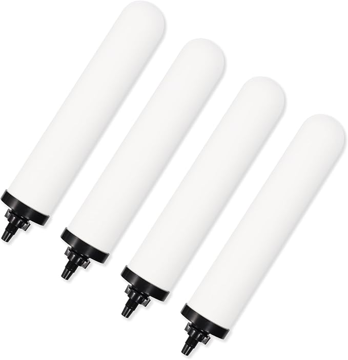 10" Gravity Drinking Water Ceramic Replacement Candle Element Filter with Activated Carbon, 10-Inch Gravity Water Replacement Filter for Basic Purification Gravity Water Filter -4 PACK