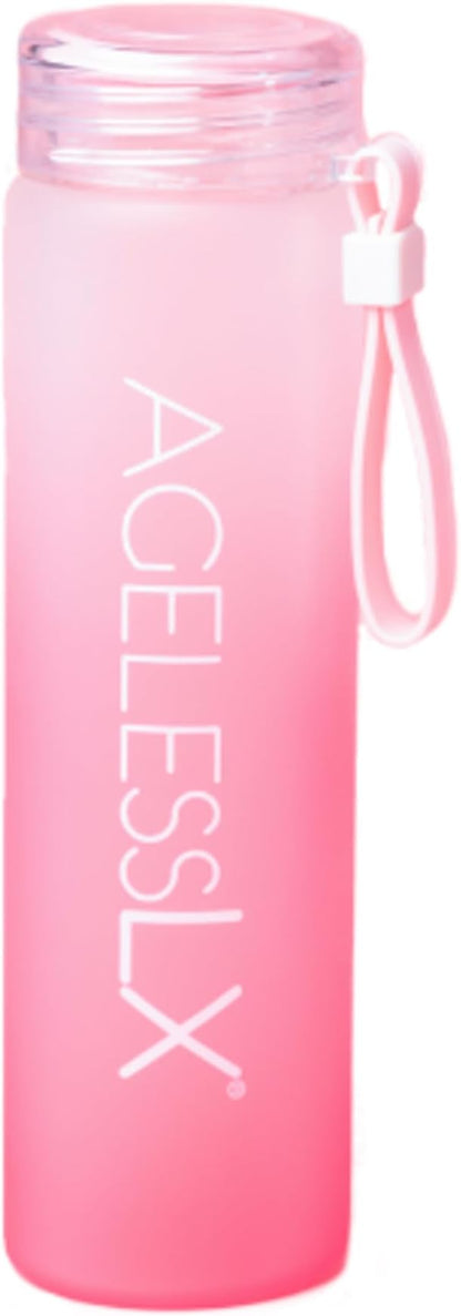 16 oz Glass Water Bottle with Lid, BPA Free & Eco Friendly, Pink