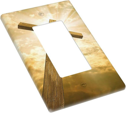 Christ Jesus Cross Sky Decorative Light Switch Cover Wall Plate 1 Rocker Single Gang One Decora for Outlet Kitchen Living Room Bedroom Bathroom Home Novelty Receptacle Decorate