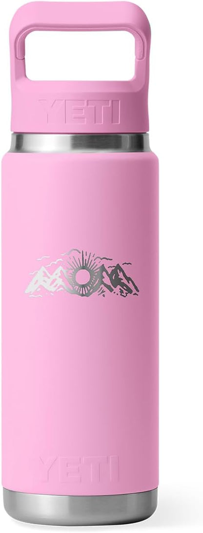 YETI Rambler 26 oz Bottle, Vacuum Insulated, Stainless Steel with Straw Cap, Power Pink (Mom)