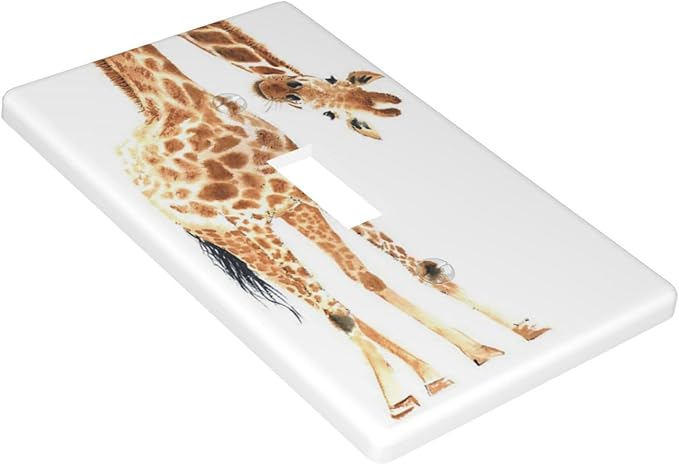 Wild Animal Watercolor Giraffe Light Switch Cover Decorative Single Toggle Plastic Wall Plate Outlet Cover for Women Girls Bedroom Kitchen Living Room Decor 4.5 * 2.76