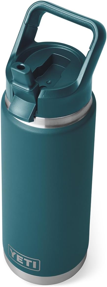 YETI Rambler 26 oz Bottle, Vacuum Insulated, Stainless Steel with Color Matching Straw Cap, Agave Teal