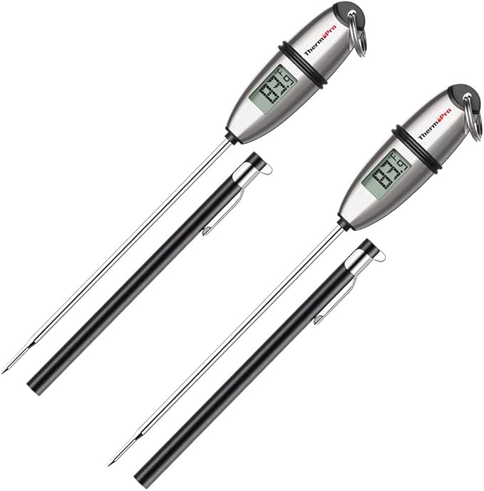 ThermoPro TP-02S（2 Pack） Instant Read Meat Thermometer Digital Cooking Food Thermometer with Super Long Probe for Grill Candy Kitchen BBQ Smoker Oven Oil Milk Yogurt Temperature