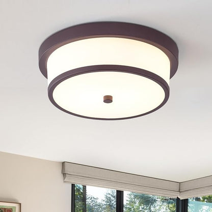 12 inch Flush Mount Ceiling Light, 2-Light Close to Ceiling Light Fixtures with Oil Rubbed Bronze Finish for Bathroom Bedroom Kitchen Hallway (Oil Rubbed Bronze)