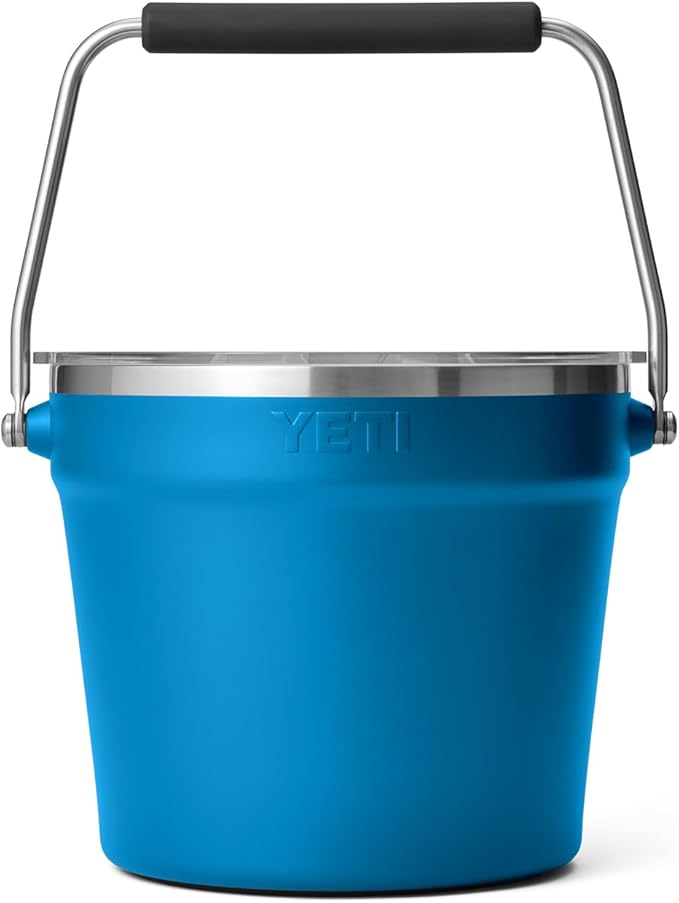 YETI Rambler Beverage Bucket, Double-Wall Vacuum Insulated Ice Bucket with Lid, Big Wave Blue