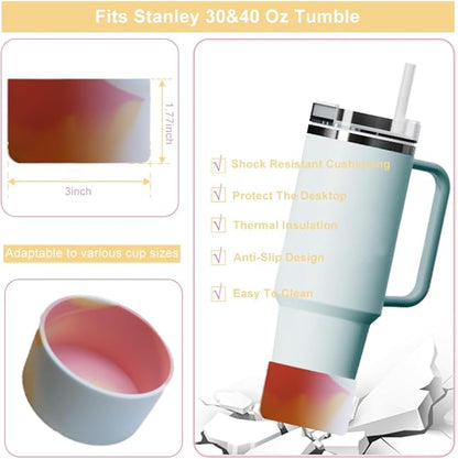 10Pcs Cup Accessories Set for Stanley, Tumbler with Handle/Strap Carrier, 2pcs Cup Straw Toppers, 30&40oz Cup Boot, 6pcs Spill-Proof Straw Stopper, Water Bottle Accessories