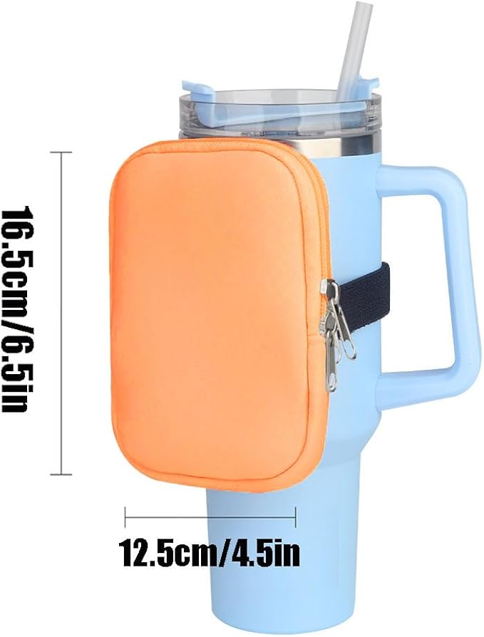 1 Pack Water Bottle Pouch Fit for Stanley Quencher Adventure 40oz Tumbler, Gym Water Bottle Pouch Running Water Bottle Handheld Caddy Compatible With Stanley Tumbler - Orange