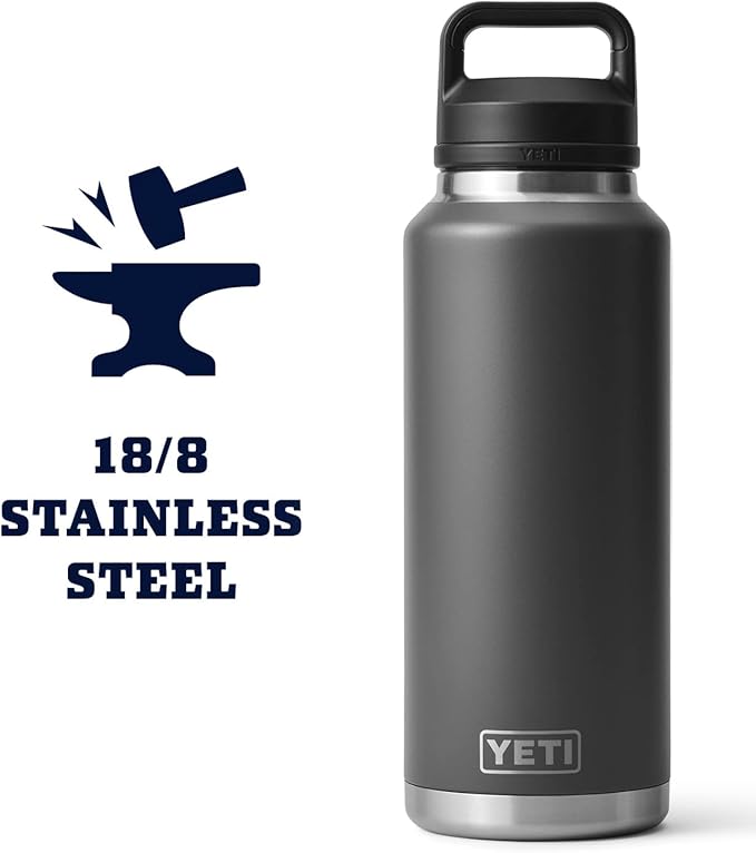 YETI Rambler 46 oz Bottle, Vacuum Insulated, Stainless Steel with Chug Cap, Charcoal