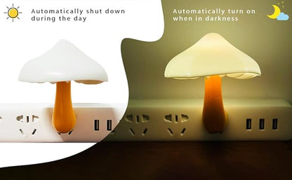 ZEZHOU Sensor LED Night Light - Plug in Wall Mushroom Nightlight, Energy Saving Lamp Cute Mushroom Night Lights for Adults Kids Bedroom, Bathroom, Toilet, Stairs, Kitchen, Hallway Corridor, Warm White