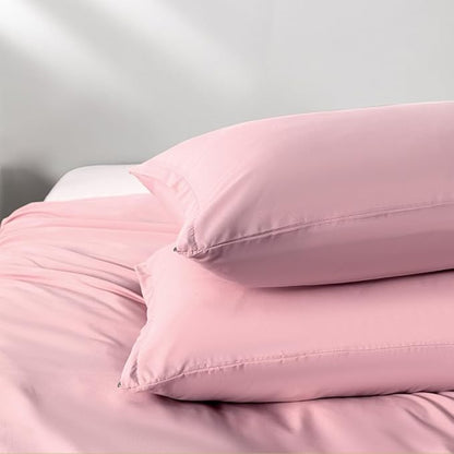 2 Pack Microfiber King Zipper Pillowcases, Soft Comfortable Not Shrink Pink Pillow Case, Breathable Pillow Cases Set of 2 (20x36 Inches)