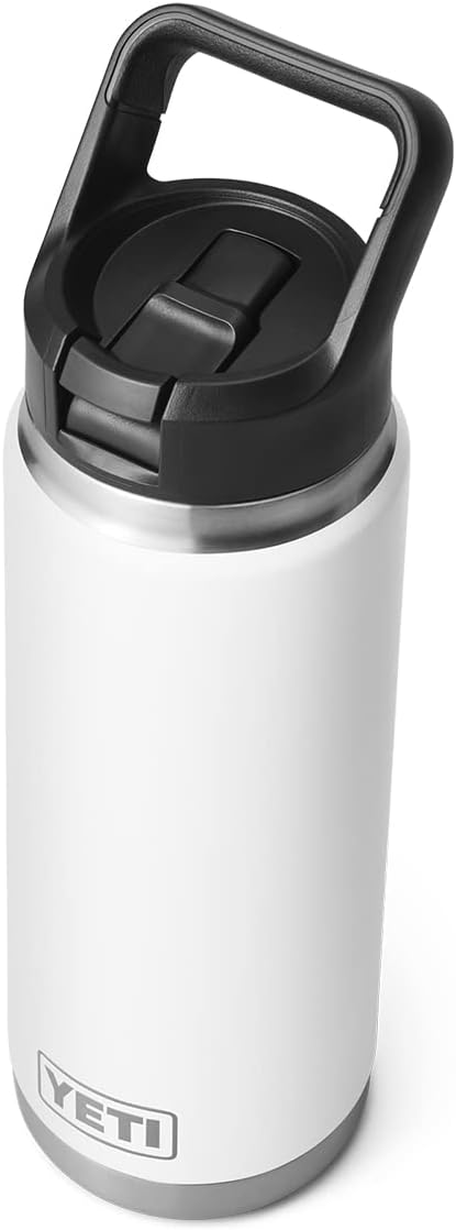 YETI Rambler 26 oz Bottle, Vacuum Insulated, Stainless Steel with Straw Cap, White