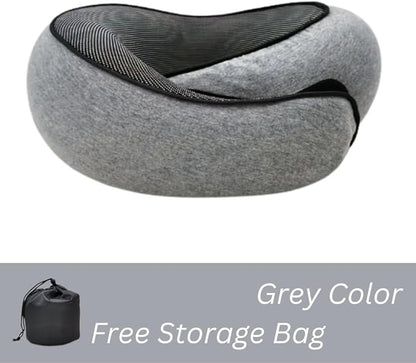 Memory Form Airplane Pillow for Long Flights. Removable Cover, Neck Pillow for Travel. Ideal for Flights,Car and Home Use. Reduces Pressure Points., Grey