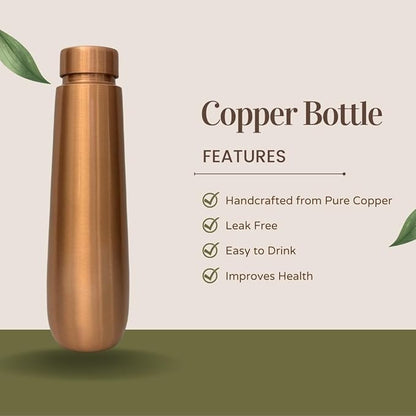 Perilla Home Copper Water Bottle 27 OZ Leak Proof 100% Pure (Tulip)