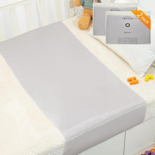 2 Pack Baby Silk Bassinet Sleeve, 23 Momme Pure Silk Cot Semi Sheet, Adjustable for All Standard Bassinet/Cradle/Cot/Crib Mattress (Light Grey)