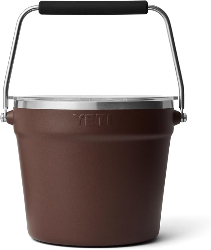 YETI Rambler Beverage Bucket, Double-Wall Vacuum Insulated Ice Bucket with Lid, Wetlands Brown