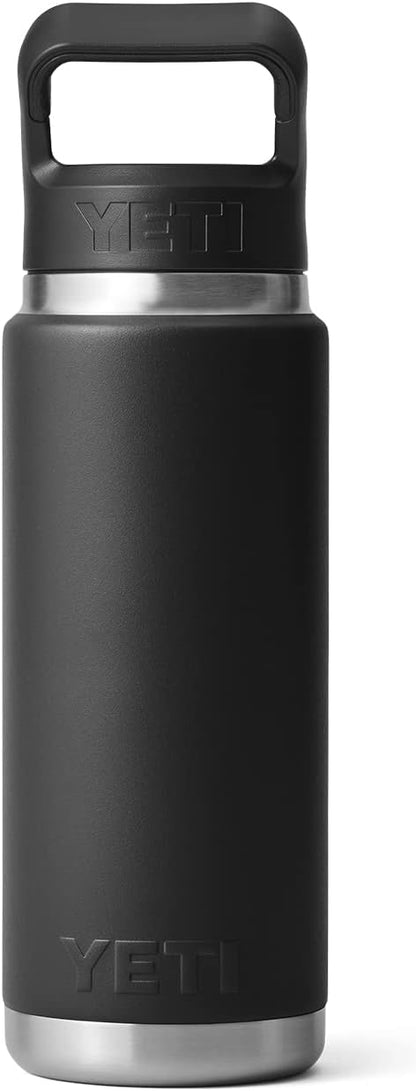 YETI Rambler 26 oz Bottle, Vacuum Insulated, Stainless Steel with Straw Cap, Black