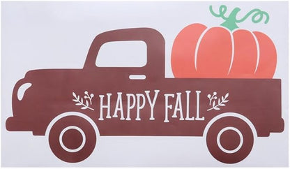 Set of 4 Fall Wall Decals Stickers, Autumn Pumpkin Truck Maple Leaves Decorations Bedroom Art, Thanksgiving Farmhouse Living Room Home Kitchen Decor