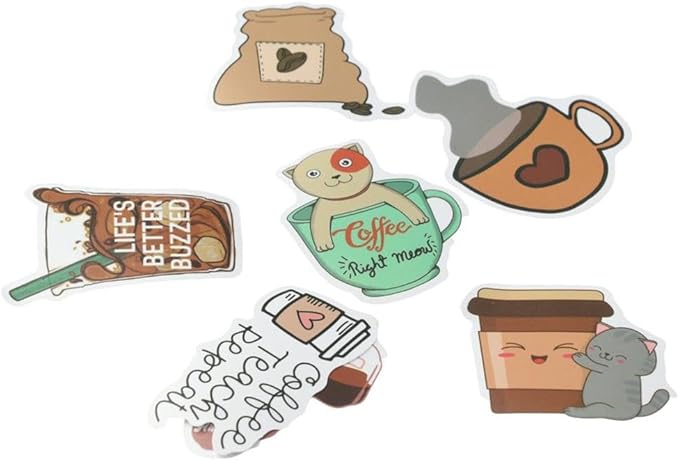 100 Pieces of Cute Sweet Coffee Stickers, Coffee Food Stickers, Dessert Stickers, Ice Cream Cups, Water Bottles,Household Refrigerator Decoration Stickers