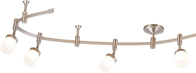 Catalina Lighting 96" 6-Light Integrated LED Flex Track Spotlight Ceiling Light, Brushed Nickel, for Kitchen, Living Room, Home Lighting