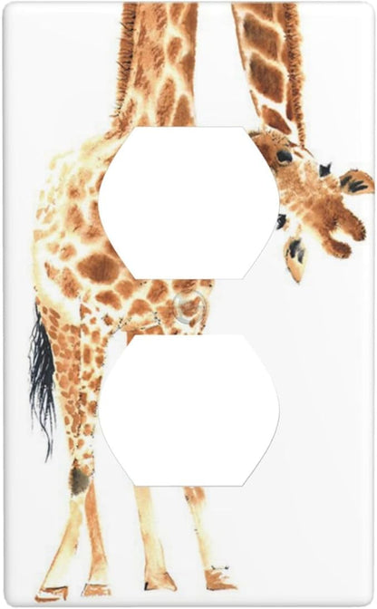 Wild Animal Watercolor Giraffe Light Switch Cover Decorative Duplex Electrical Outlet Plastic Wall Plate Outlet Cover for Women Girls Bedroom Kitchen Living Room Decor 4.5 * 2.76