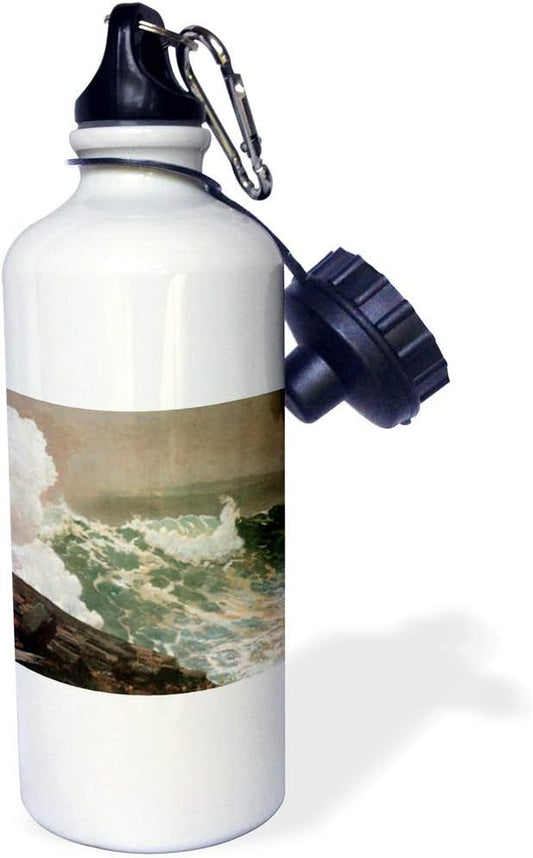 3dRose "Noreaster by Winslow Homer" Sports Water Bottle, 21 oz, White