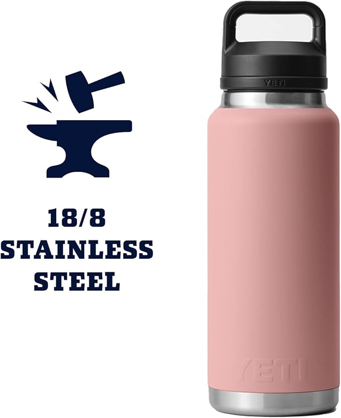 YETI Rambler 36 oz Bottle Retired Color, Vacuum Insulated, Stainless Steel with Chug Cap, Sandstone Pink