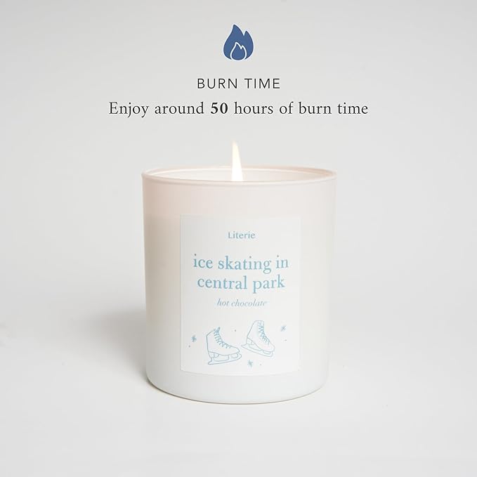 NYC Inspired Scented Candle: Ice Skating in Central Park - Hot Chocolate Scent, 9oz, 50 Hour Burn, Vegan Soy & Coconut Blend Candle for Home Decor, Gift for Women & Men