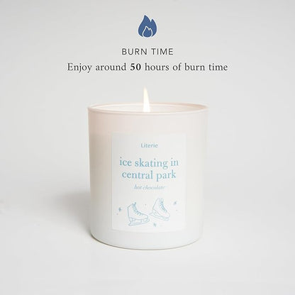 NYC Inspired Scented Candle: Ice Skating in Central Park - Hot Chocolate Scent, 9oz, 50 Hour Burn, Vegan Soy & Coconut Blend Candle for Home Decor, Gift for Women & Men