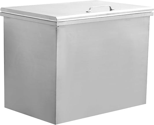 Upgraded Drop in Ice Chest, Stainless Steel Ice Cooler, Commercial Ice Bin with Cover, Outdoor Kitchen Ice Bar, Drain-Pipe and Drain Plug Included, for Cold Wine Beer