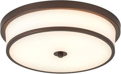 16 inch Flush Mount Ceiling Light, 3-Light Close to Ceiling Light Fixtures with Oil Rubbed Bronze Finish for Livingroom Bedroom Kitchen Diningroom(Oil Rubbed Bronze)