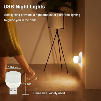 USB Night Light, Mini Warm White LED Nightlights for Nursery, Bedroom, Kitchen, Stairs, Hallway, 4-Pack