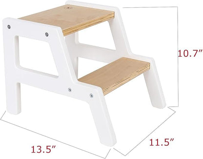 Toddler Kitchen Step Stool White Helper Standing Tower with Anti-Slip Protection for Kids Kitchen Counter Learning (Small, White)