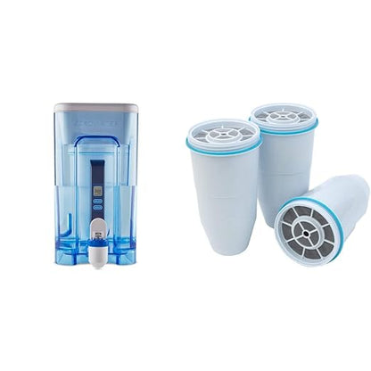 ZeroWater 22 Cup Water Filter Dispenser + 3 Replacement Filters