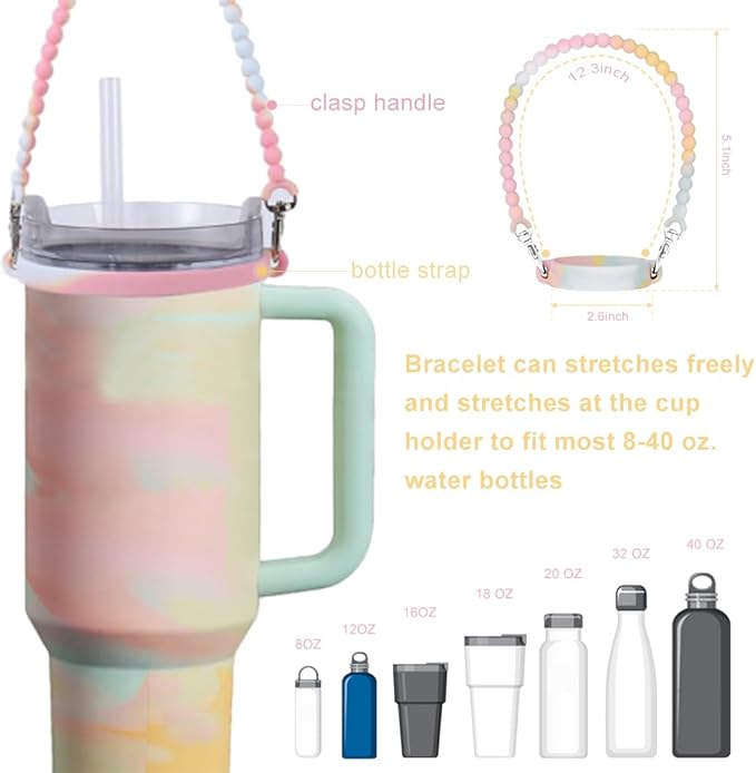 10Pcs Cup Accessories Set for Stanley, Tumbler with Handle/Strap Carrier, 2pcs Cup Straw Toppers, 30&40oz Cup Boot, 6pcs Spill-Proof Straw Stopper, Water Bottle Accessories