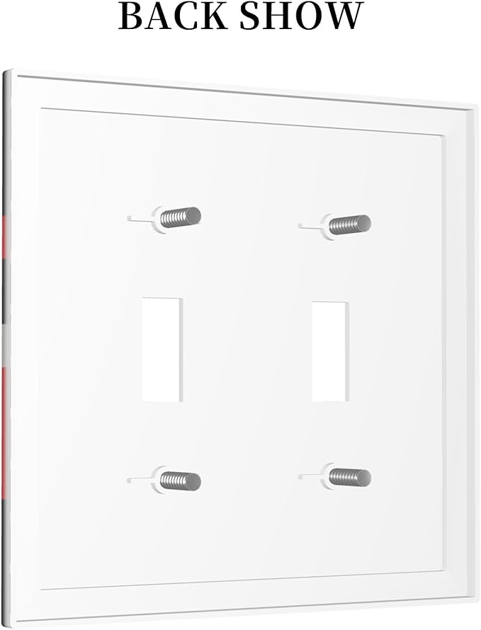 White Grey Black and Red Irregular Geometric Double Toggle Light Switch Covers 2 Gang Wall Plate Dual Decorative Switchplate Electrical Faceplate for Bathroom Country Kitchen Bedroom Decor, 4.9" x 5"