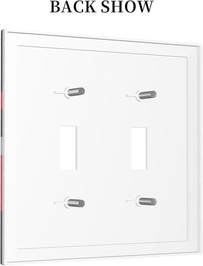 White Grey Black and Red Irregular Geometric Double Toggle Light Switch Covers 2 Gang Wall Plate Dual Decorative Switchplate Electrical Faceplate for Bathroom Country Kitchen Bedroom Decor, 4.9" x 5"