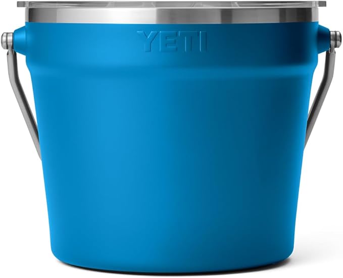 YETI Rambler Beverage Bucket, Double-Wall Vacuum Insulated Ice Bucket with Lid, Big Wave Blue