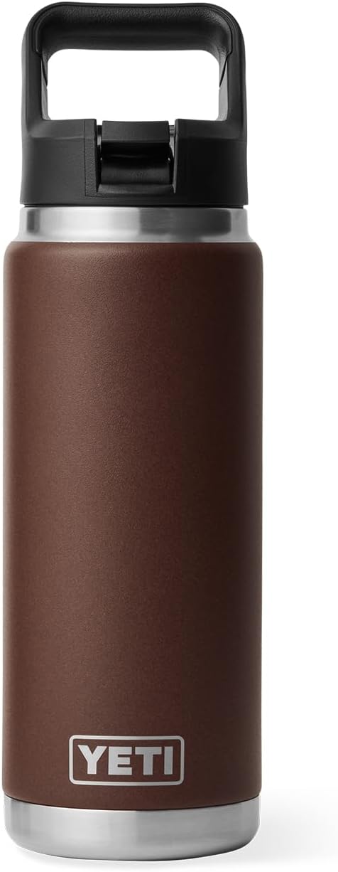 YETI Rambler 26 oz Bottle, Vacuum Insulated, Stainless Steel with Straw Cap, Wetlands Brown