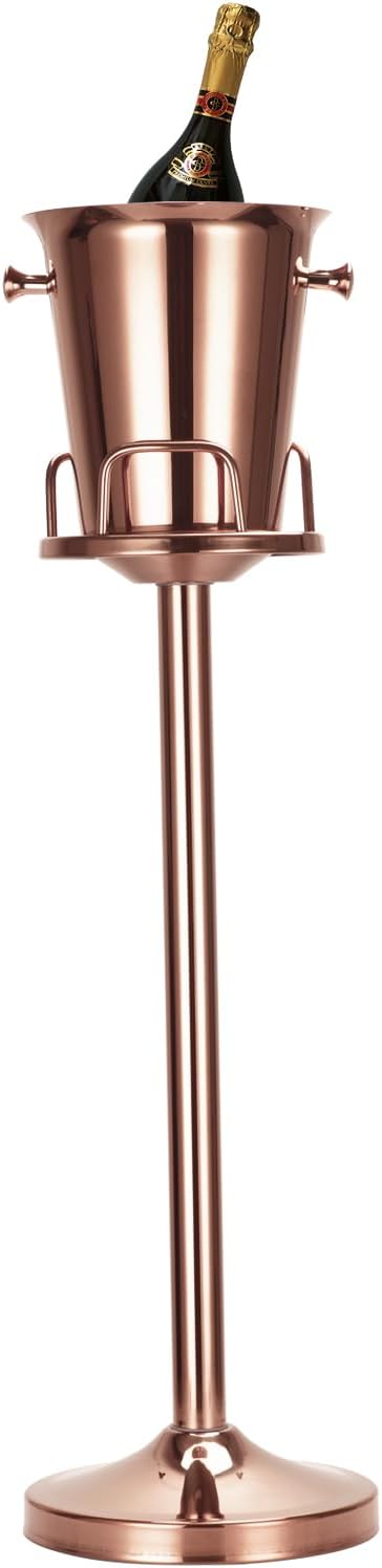 Champagne Bucket with Stand,Ice Bucket with Stand Stainless Steel Bucket Wine Chiller On Stand 12Lb Hammered Tall Ice Bucket Stand for Party Bar Ktv Bbq Home,3ft (rose gold, 1 pack)