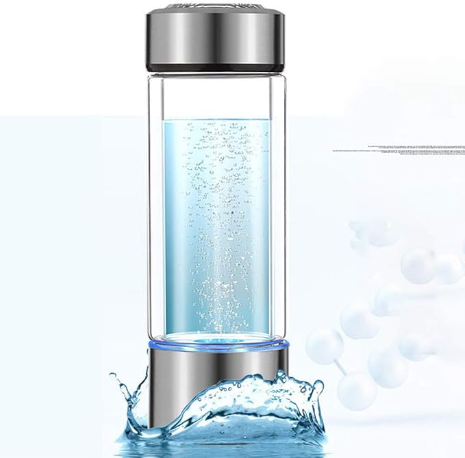 EKDJKK Portable Hydrogen Water Generator Bottle with PEM and SPE Technology, Up to 1300 PPB, Hydrogen Water Bottle, Hydrogen Water Ionizer Machine Ionizer Health Cup for Home Travel (Silver)