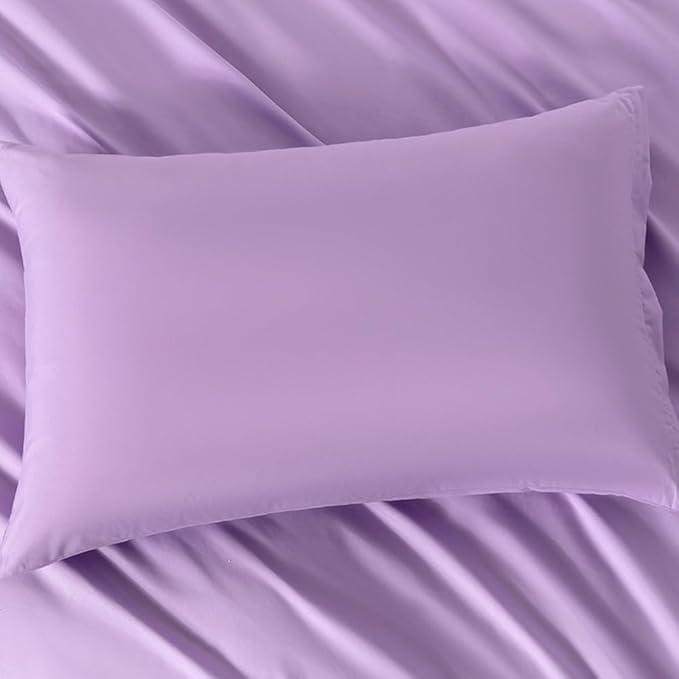 2 Pack Microfiber Queen Zipper Pillowcases, Soft Comfortable Not Shrink Purple Pillow Case, Breathable Pillow Cases Set of 2 (20x30 Inches)