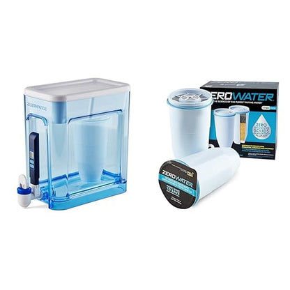 ZeroWater 22 Cup Ready-Read 5-Stage Water Filter Dispenser (Model 12345) + ZeroWater Official Replacement Filter - 5-Stage Filter Replacement