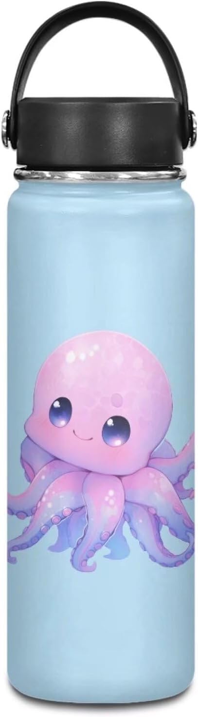 ZOUTAIRONG Cute Octopus Water Bottle Insulated 20 Oz Stainless Water Bottles Kids Water Bottle Sport Outdoor Camping Hiking Vacuum Bottle Gifts Kawaii Animal Water Bottle Blue