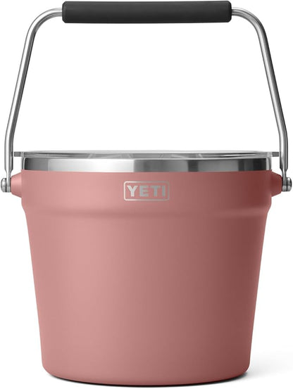 YETI Rambler Beverage Bucket, Double-Wall Vacuum Insulated Ice Bucket with Lid, Sandstone Pink